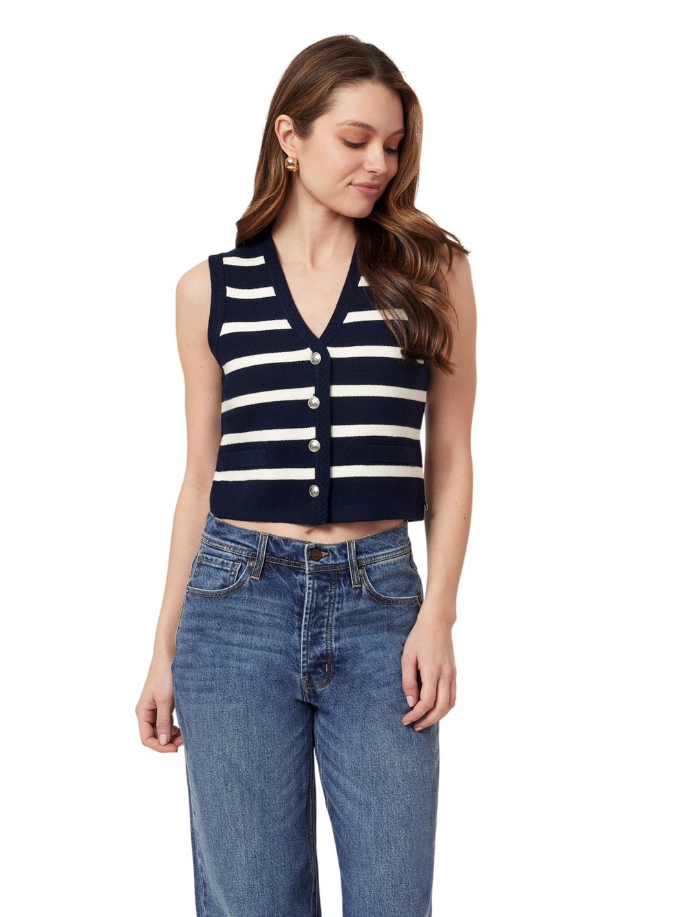 NWT Scotch & Soda Maritime Blue Sugar Swizzle button up vest sz L